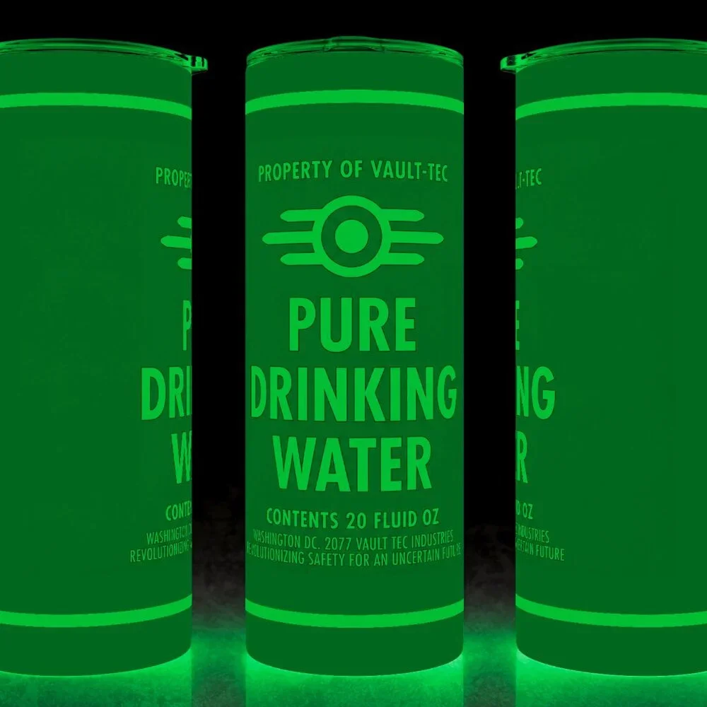 Glow in the Dark Vault-Tec Pure Drinking Water Fallout Gaming Cup Mug Tumbler